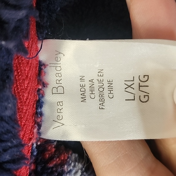 Vera Bradley Plush Fleece Robe w/Hood Blue Tartan Plaid Size L-XL - Picture 3 of 7